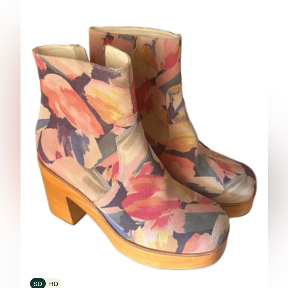 Charlotte Stone Floral Ankle Boots